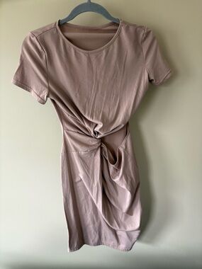 SHEIN Twist-Front Mini Dress in Taupe